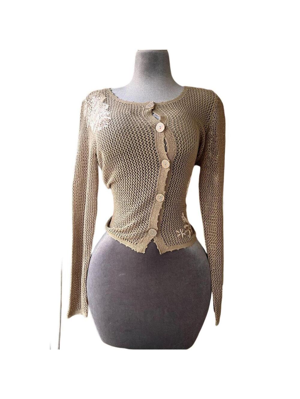 J. Jill Women's Tan and Gold Cardigan